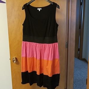 Fit and flare colorblock dress